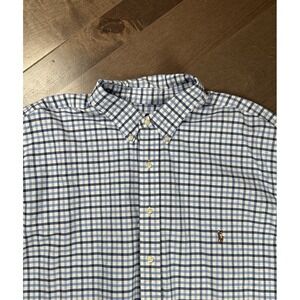 Polo Ralph Lauren Shirt Mens 2XLT Classic Fit Blue Check Button Down  Flesh Pony